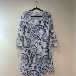 Blue and White Floral Dress